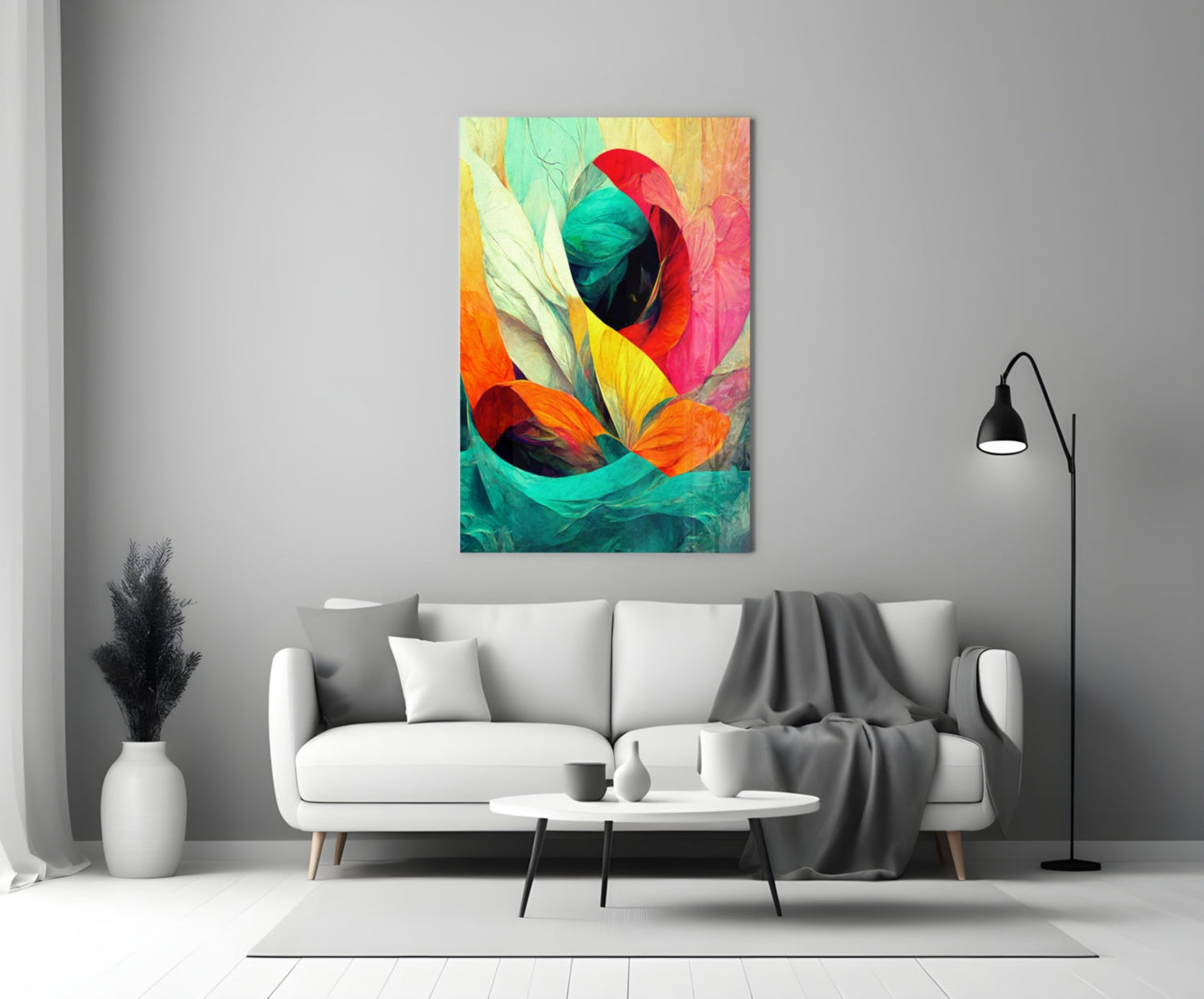 Hidden Swan Rose Bloom Glass Wall Art
