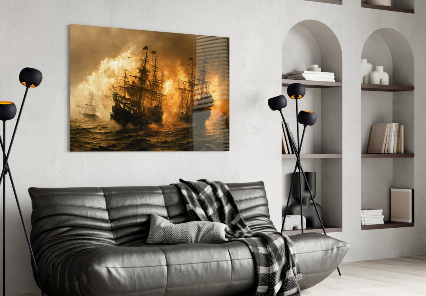 Red Storm Glass Wall Art