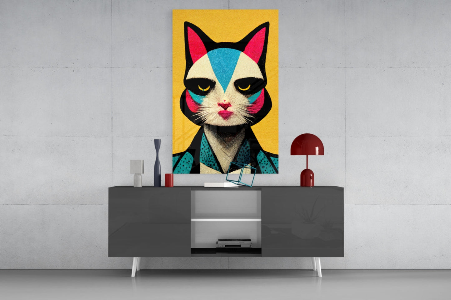 The Cat Glass Wall Art Print