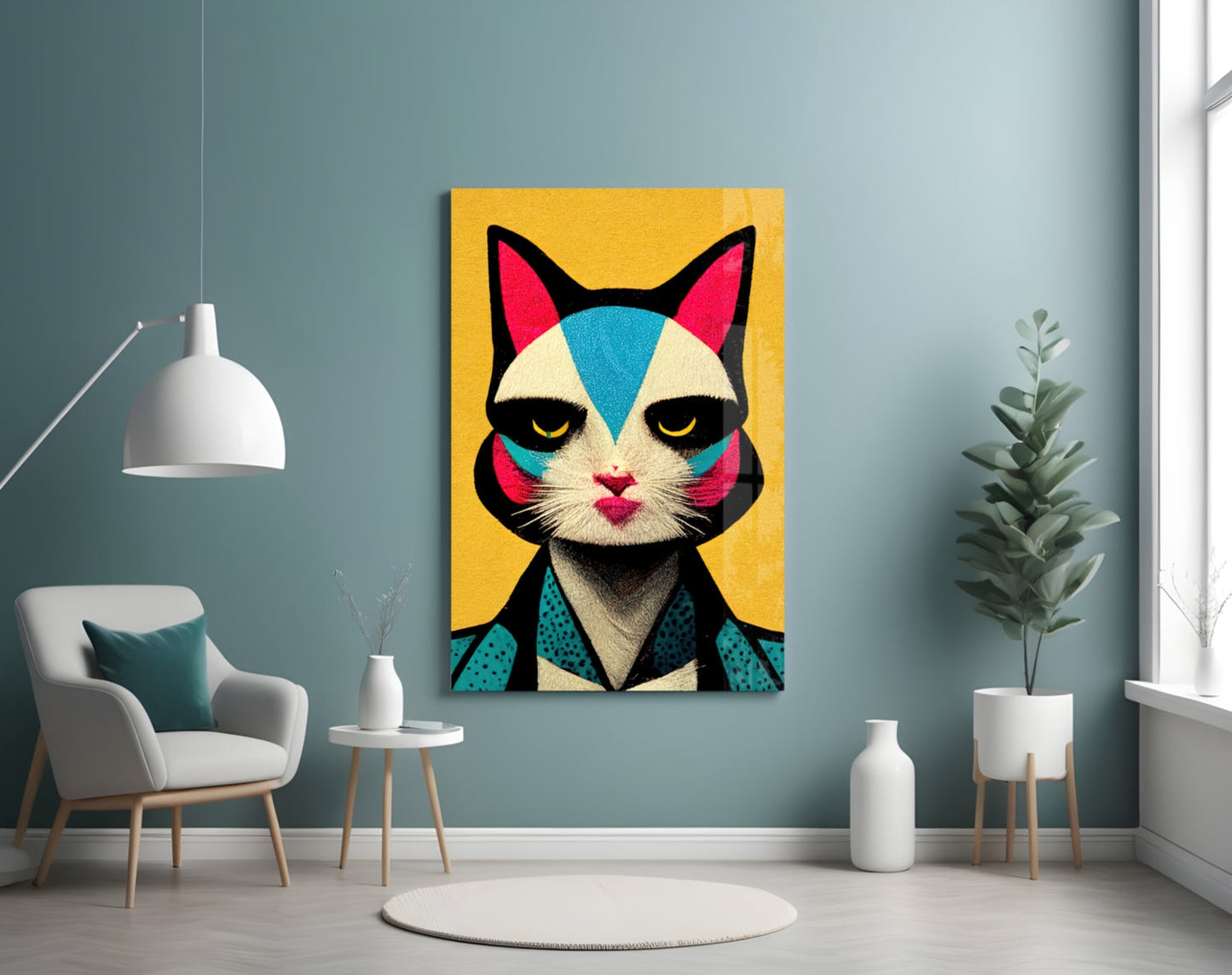 The Cat Glass Wall Art Print