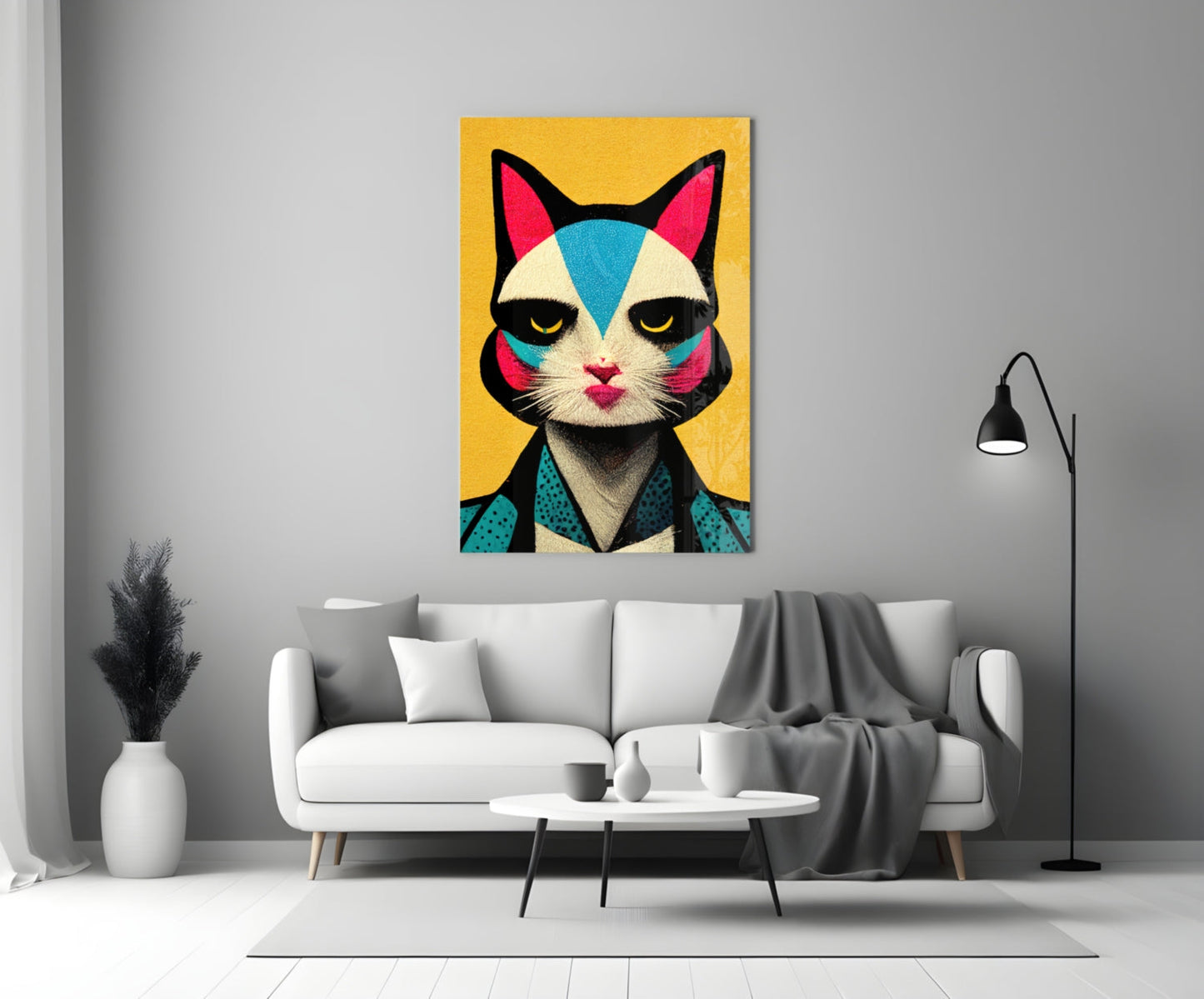 The Cat Glass Wall Art Print