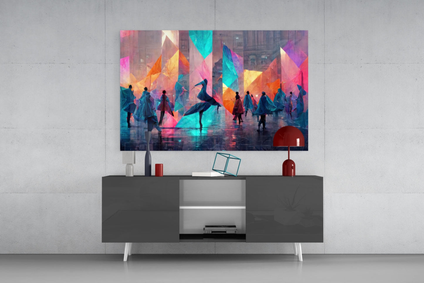 Cubic Walk Glass Wall Art