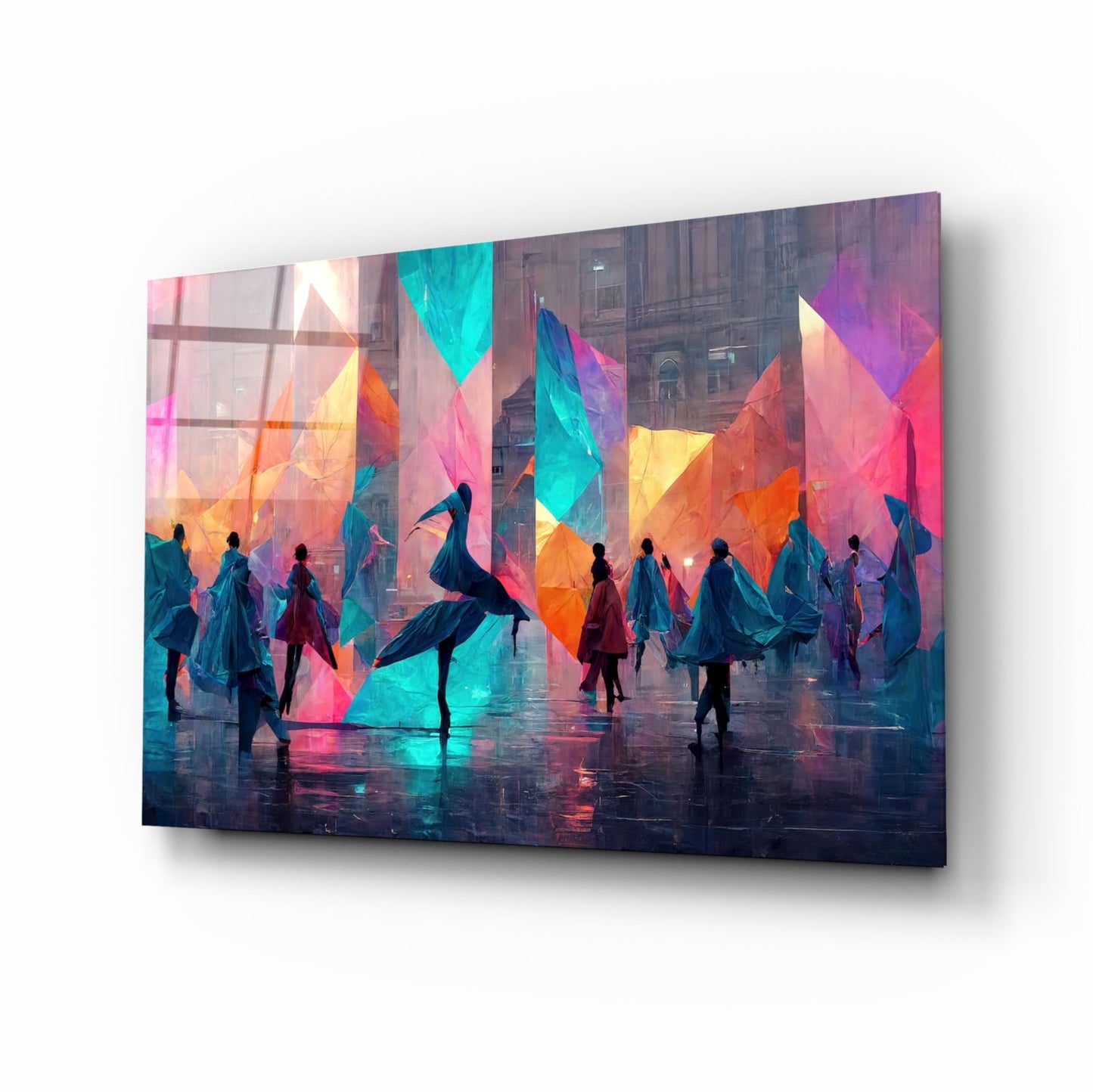 Cubic Walk Glass Wall Art