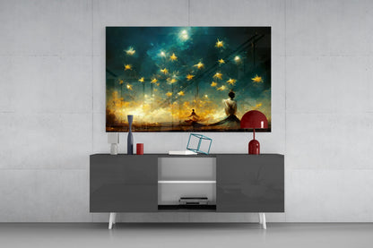 Mysticism Starlit Dervish Glass Wall Art