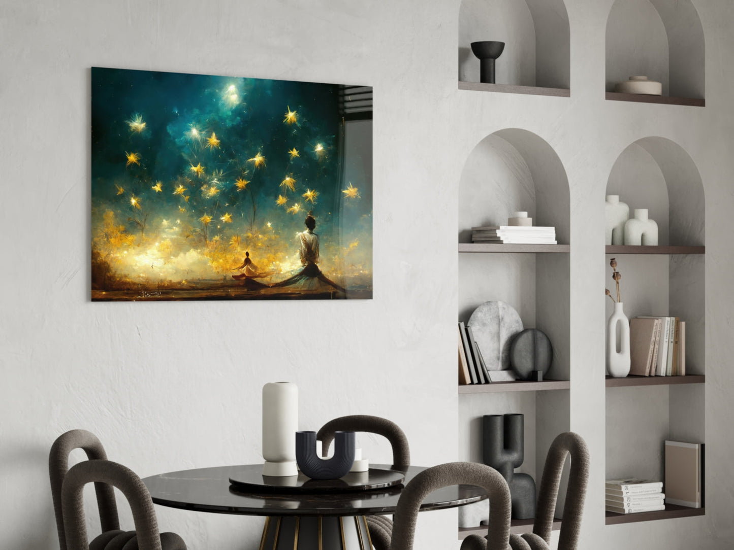 Mysticism Starlit Dervish Glass Wall Art