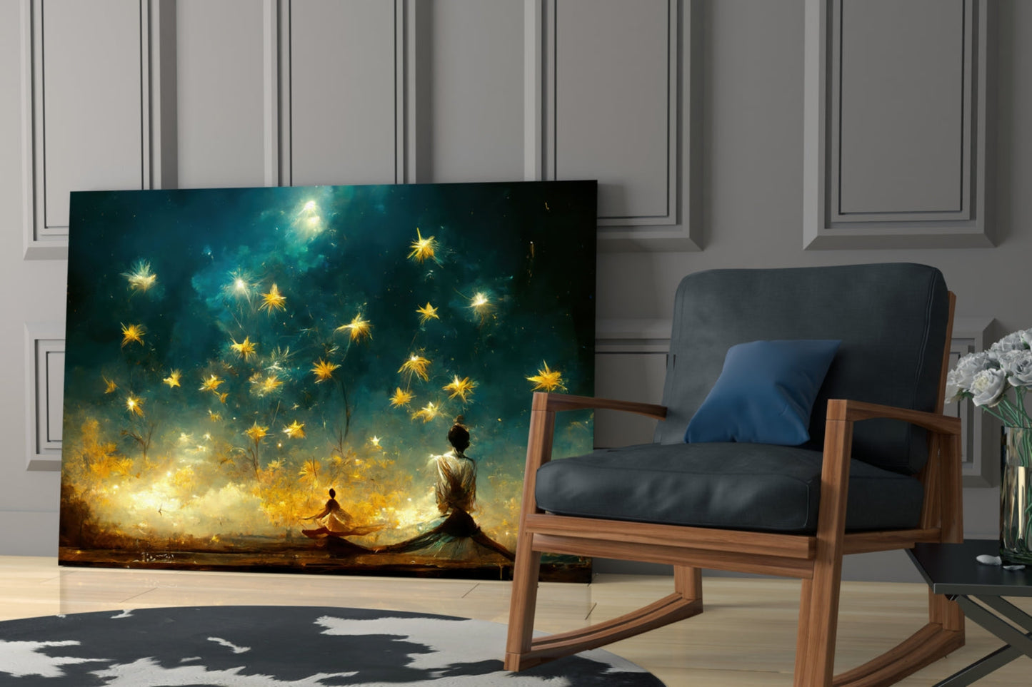 Mysticism Starlit Dervish Glass Wall Art