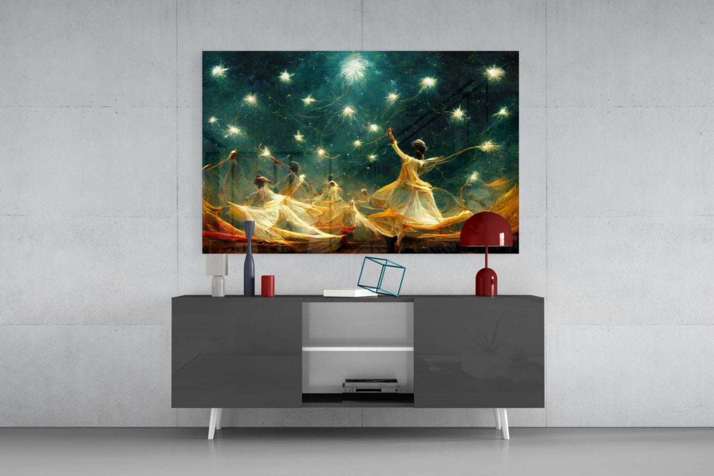 Mysticism Twirling Dervish Glass Wall Art