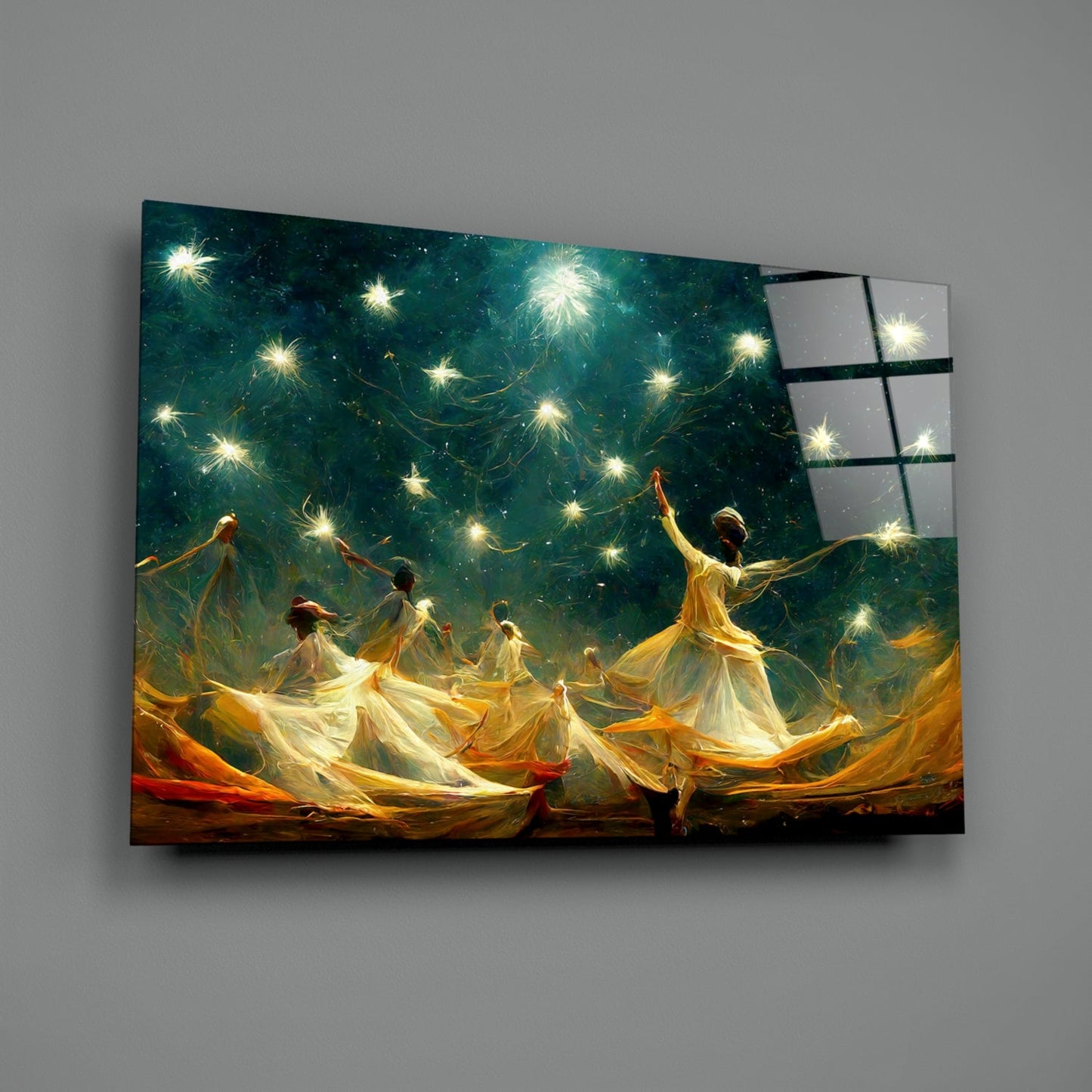 Mysticism Twirling Dervish Glass Wall Art