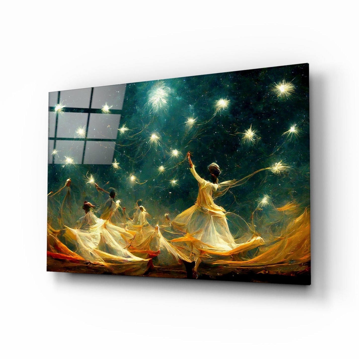 Mysticism Twirling Dervish Glass Wall Art