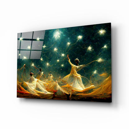 Mysticism Twirling Dervish Glass Wall Art