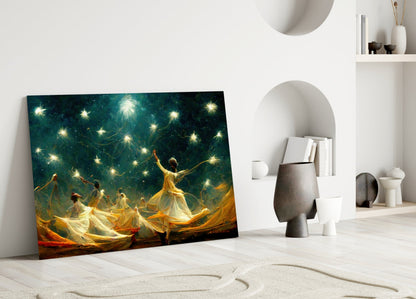 Mysticism Twirling Dervish Glass Wall Art