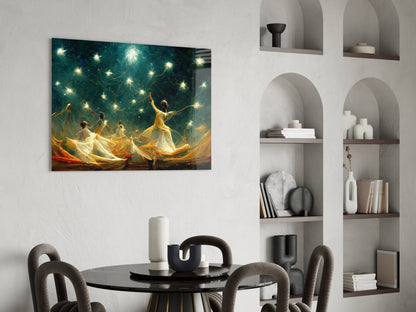Mysticism Twirling Dervish Glass Wall Art