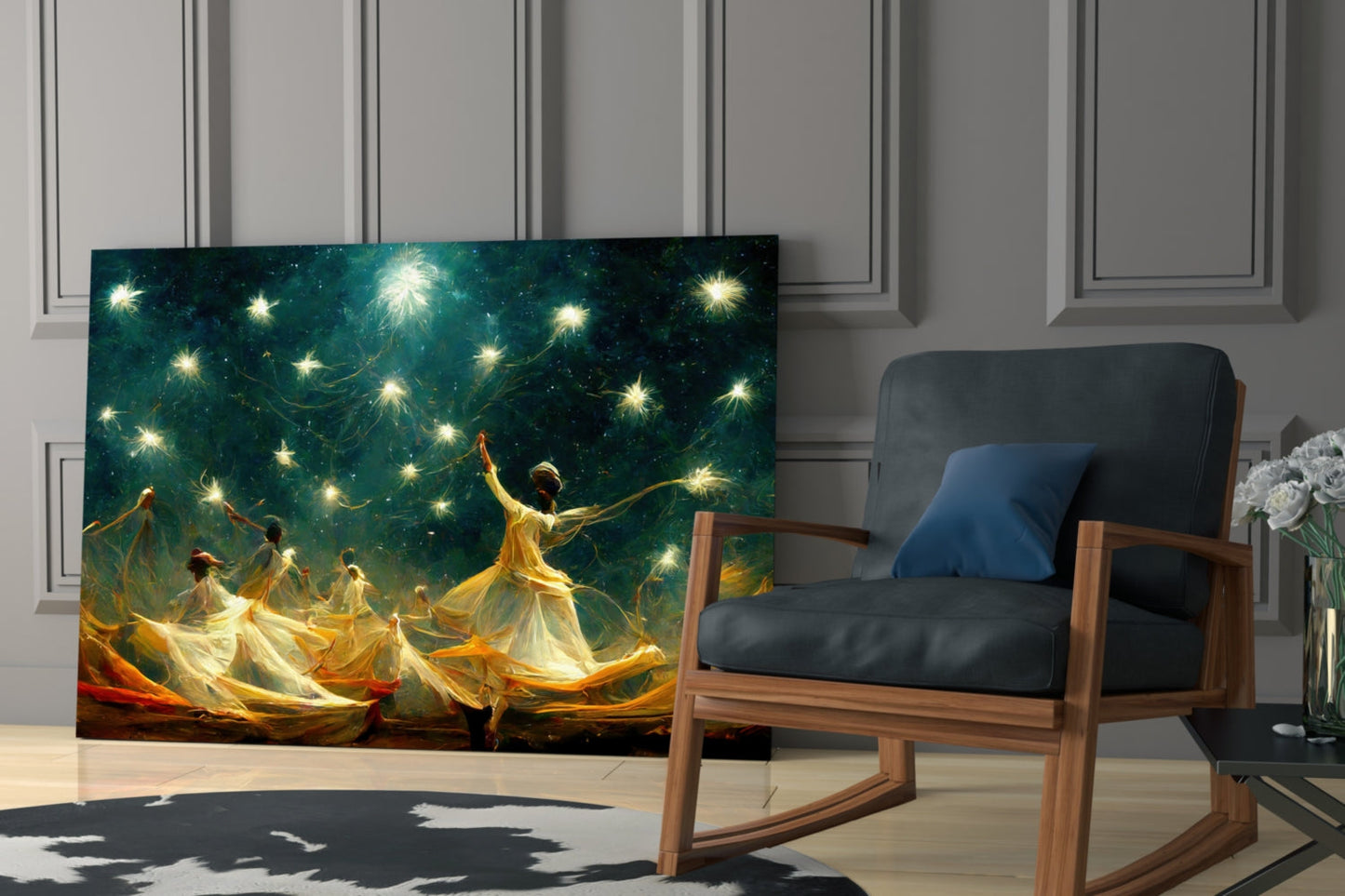 Mysticism Twirling Dervish Glass Wall Art
