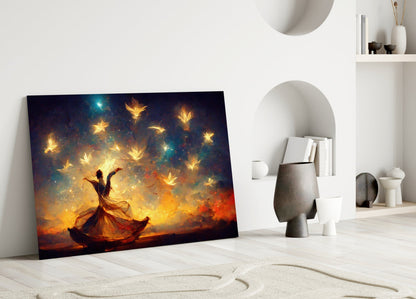 Mysticism Sufi Dancer Glass Wall Art