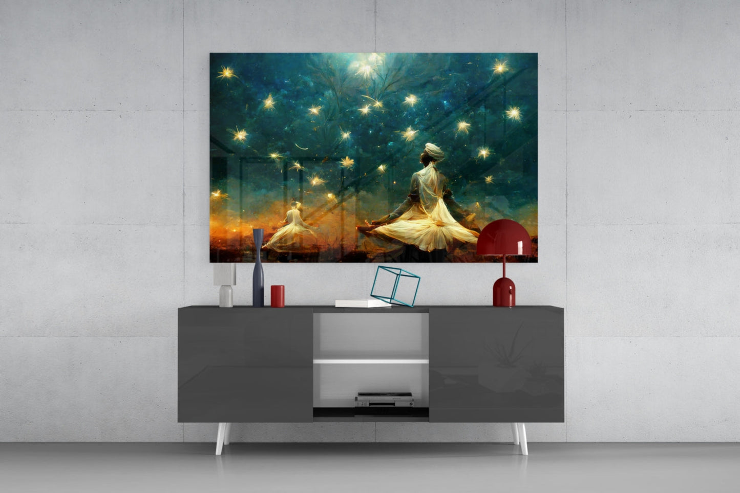 Mysticism Meditating Dervish Glass Wall Art