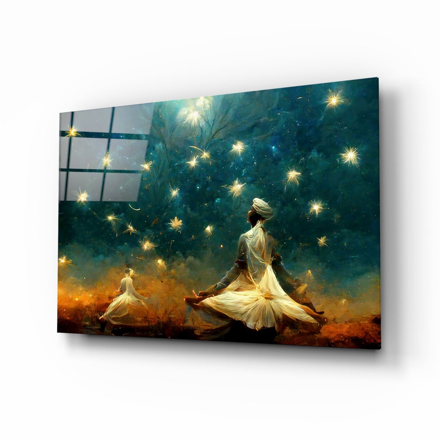 Mysticism Meditating Dervish Glass Wall Art
