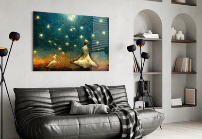 Mysticism Meditating Dervish Glass Wall Art