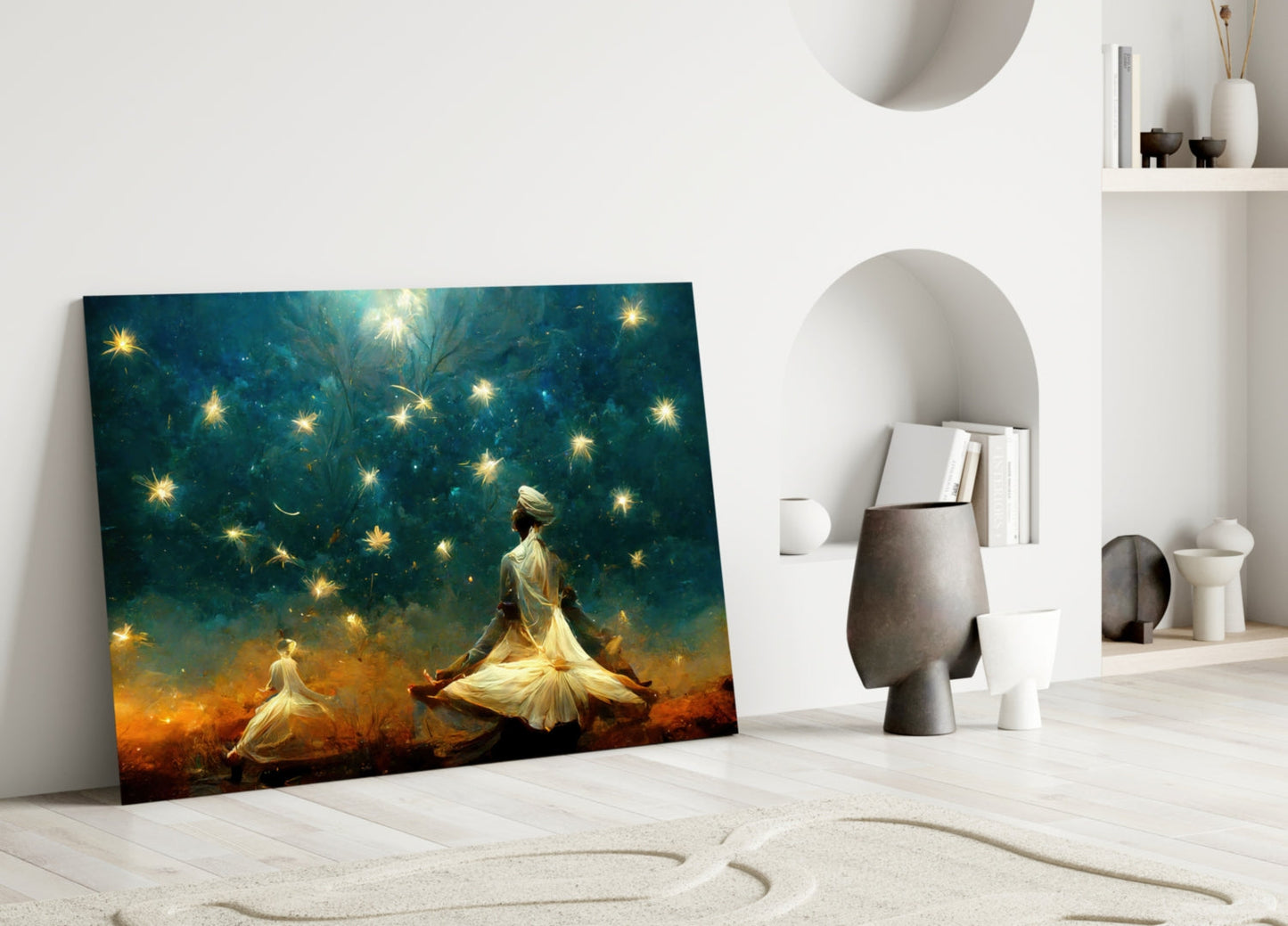 Mysticism Meditating Dervish Glass Wall Art