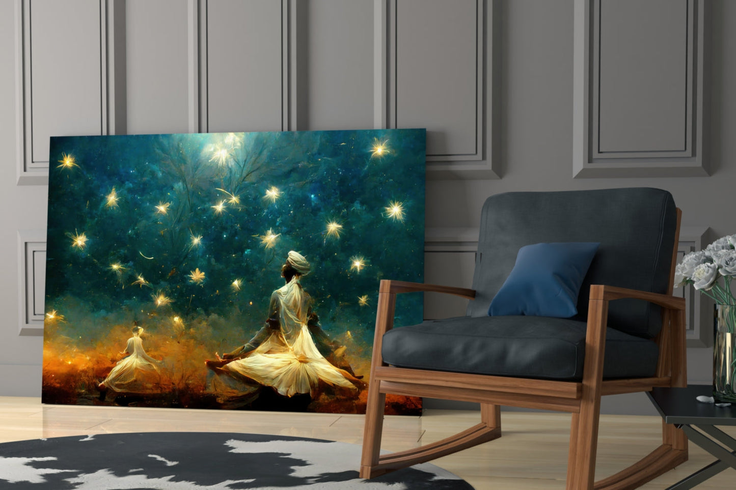 Mysticism Meditating Dervish Glass Wall Art