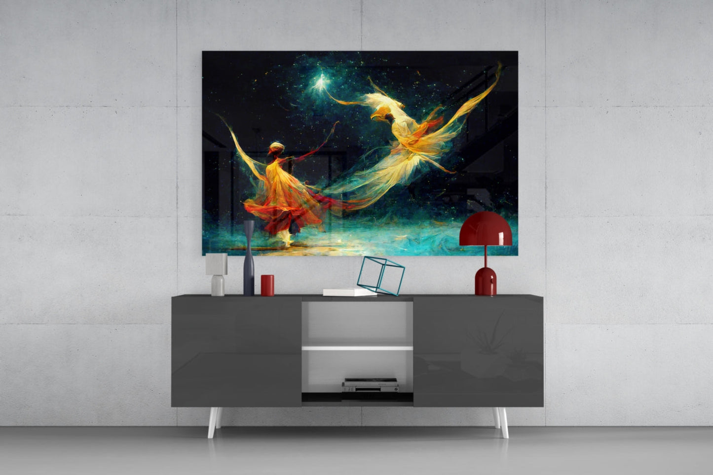 Mysticism Two Dervishes Glass Wall Art