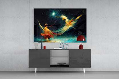 Mysticism Two Dervishes Glass Wall Art