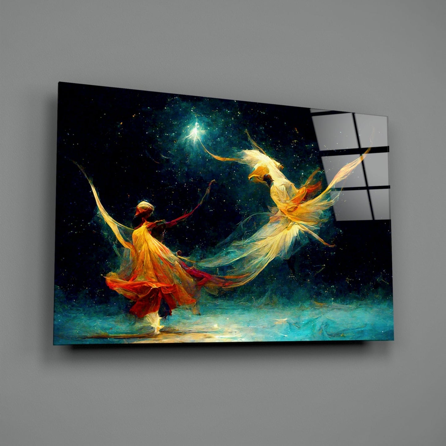 Mysticism Two Dervishes Glass Wall Art