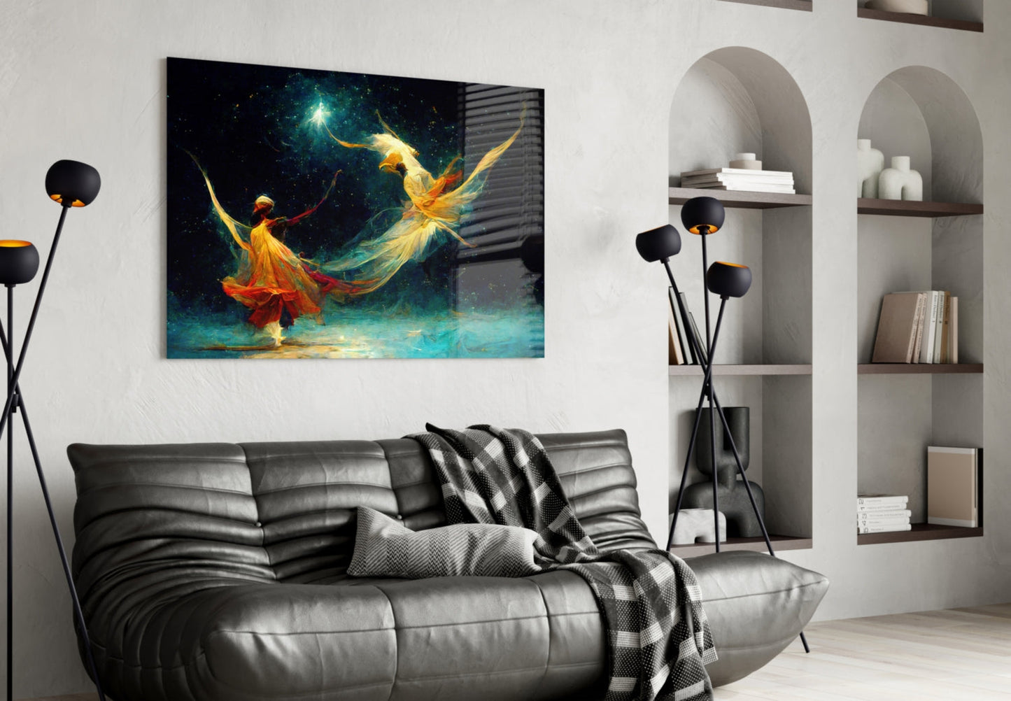 Mysticism Two Dervishes Glass Wall Art