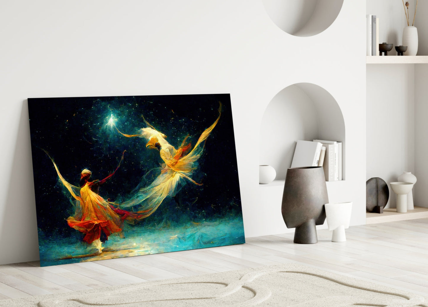 Mysticism Two Dervishes Glass Wall Art