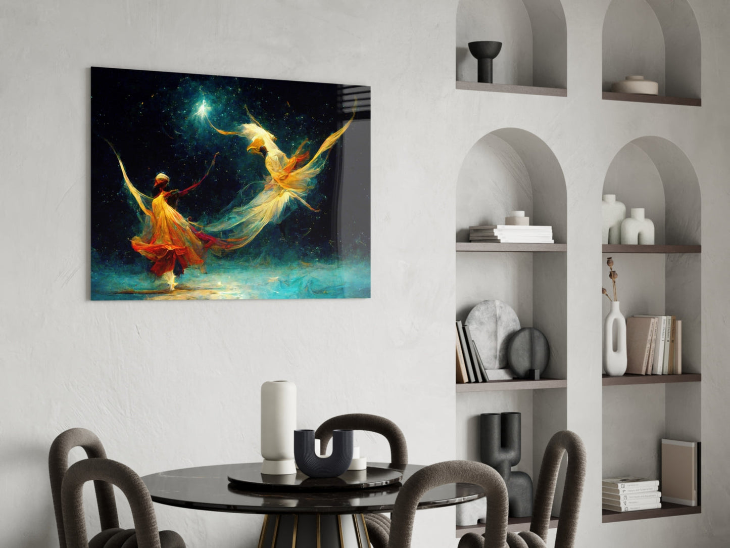 Mysticism Two Dervishes Glass Wall Art