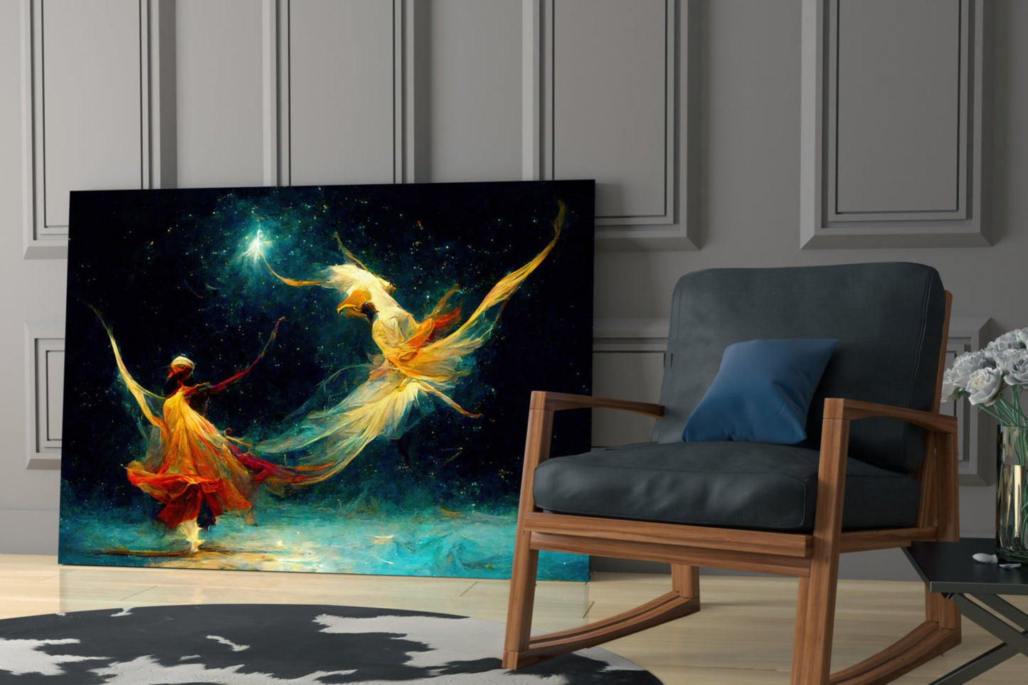 Mysticism Two Dervishes Glass Wall Art