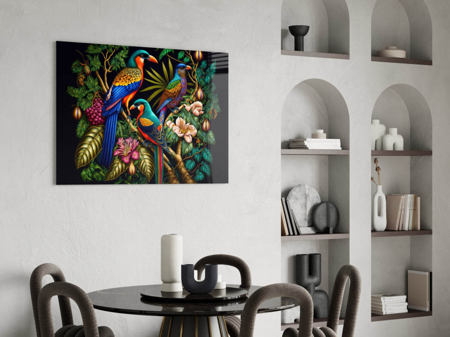 Tropical Birds Glass Wall Art