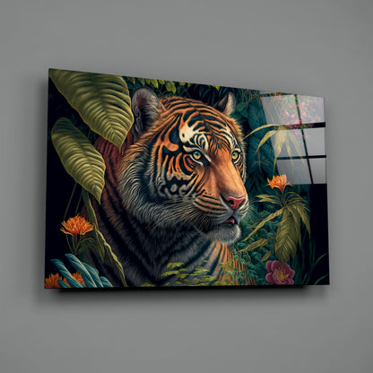 Trap Behind Flowers Glass Wall Art