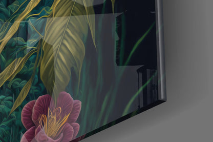 Trap Behind Flowers Glass Wall Art