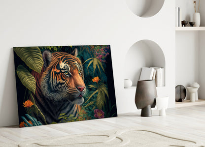 Trap Behind Flowers Glass Wall Art