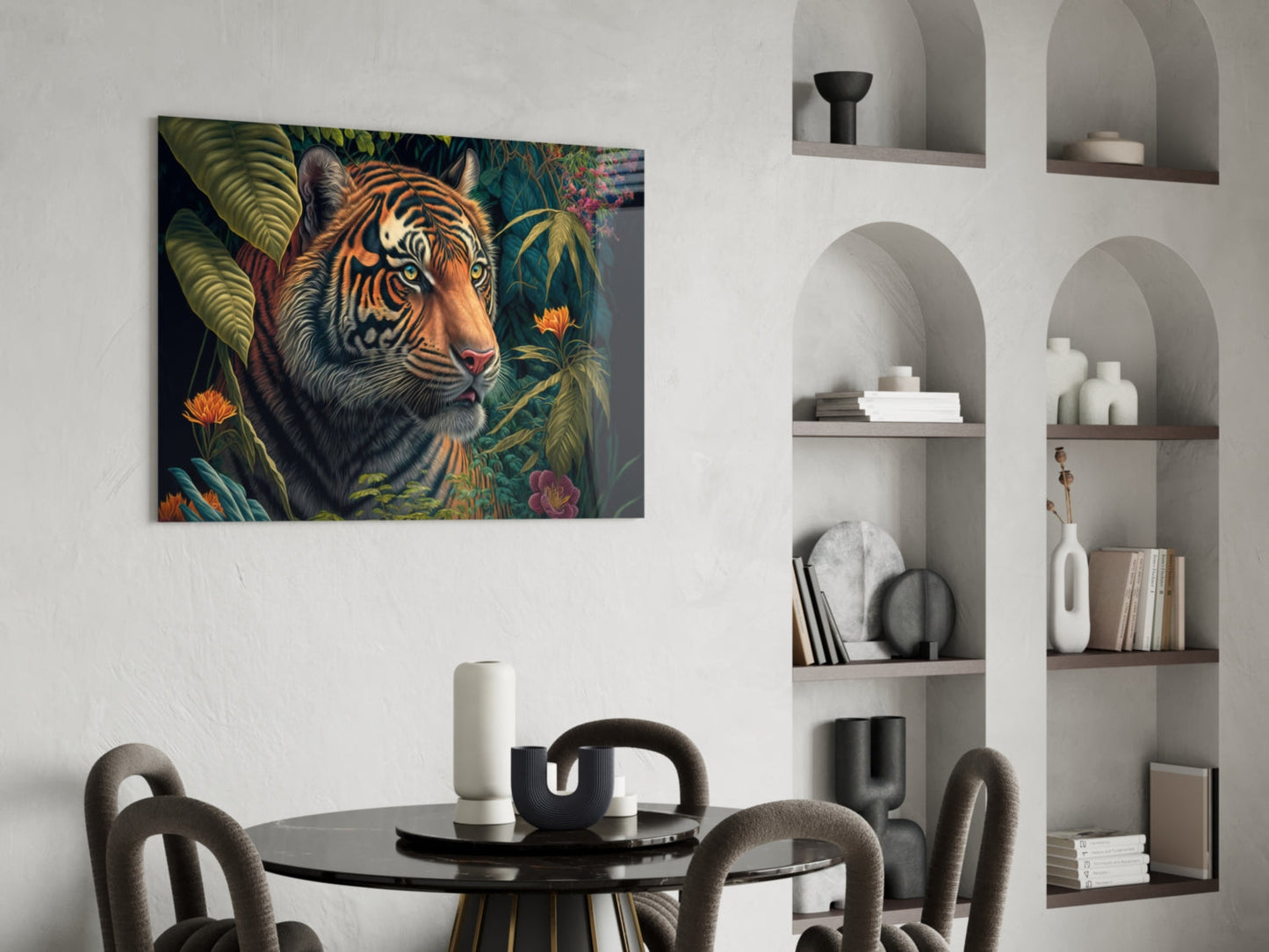 Trap Behind Flowers Glass Wall Art
