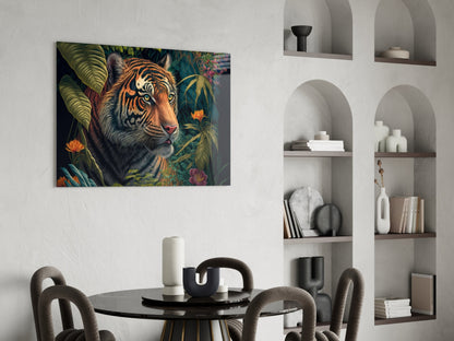 Trap Behind Flowers Glass Wall Art