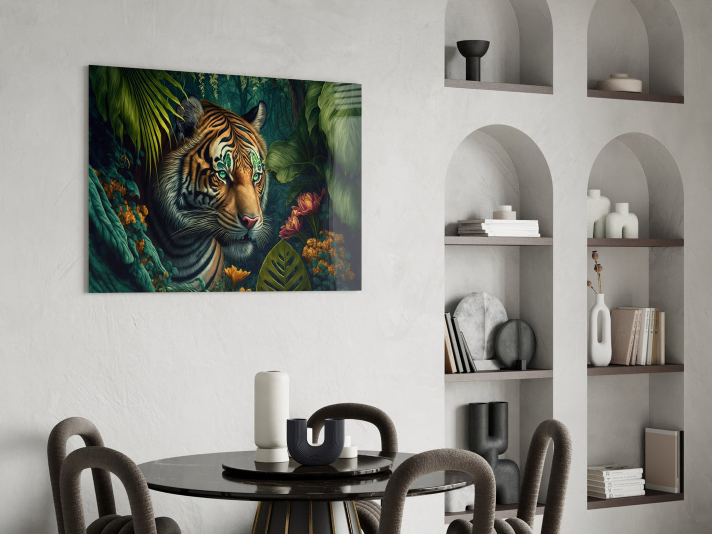 Trap Behind Flowers Glass Wall Art