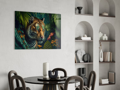 Trap Behind Flowers Glass Wall Art