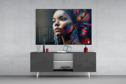 Girl with a Tattoo Glass Wall Art