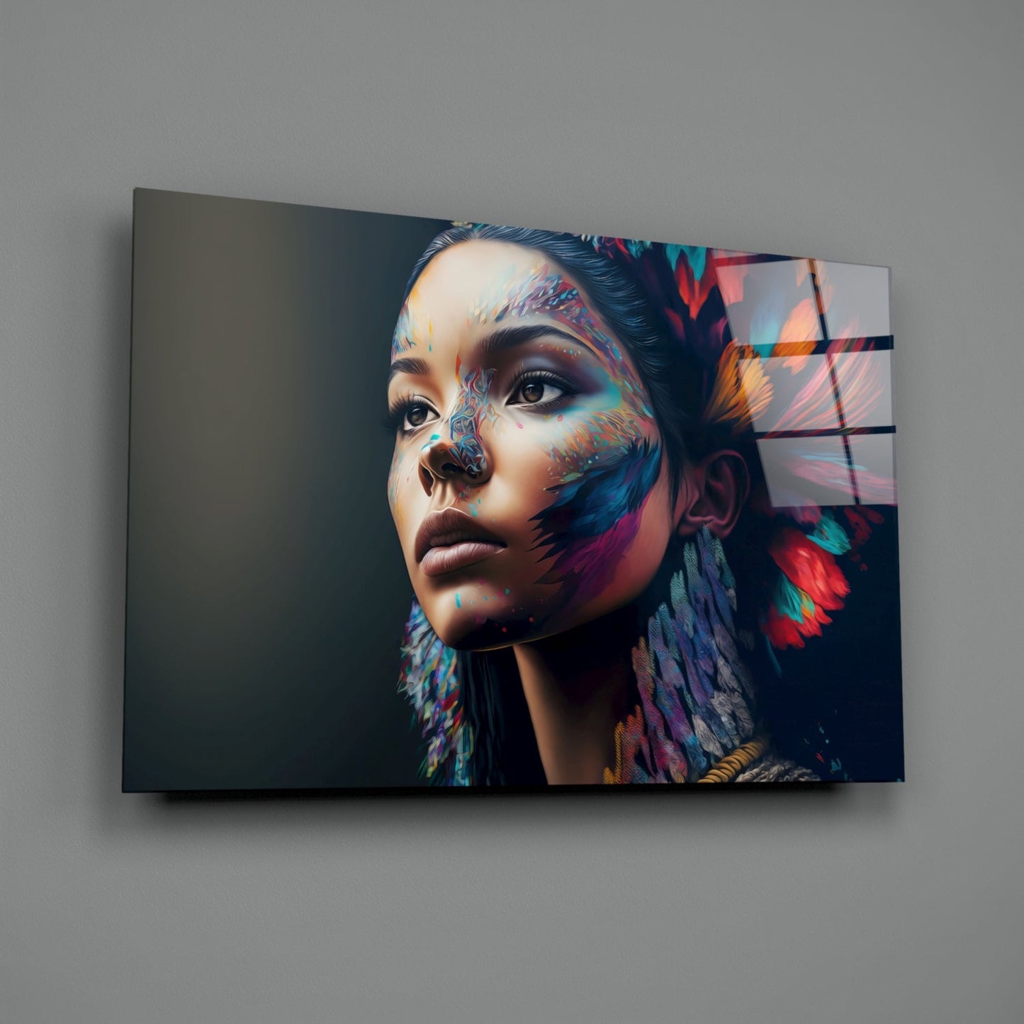 Girl with a Tattoo Glass Wall Art