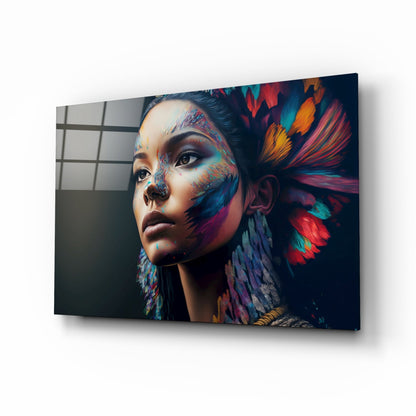 Girl with a Tattoo Glass Wall Art