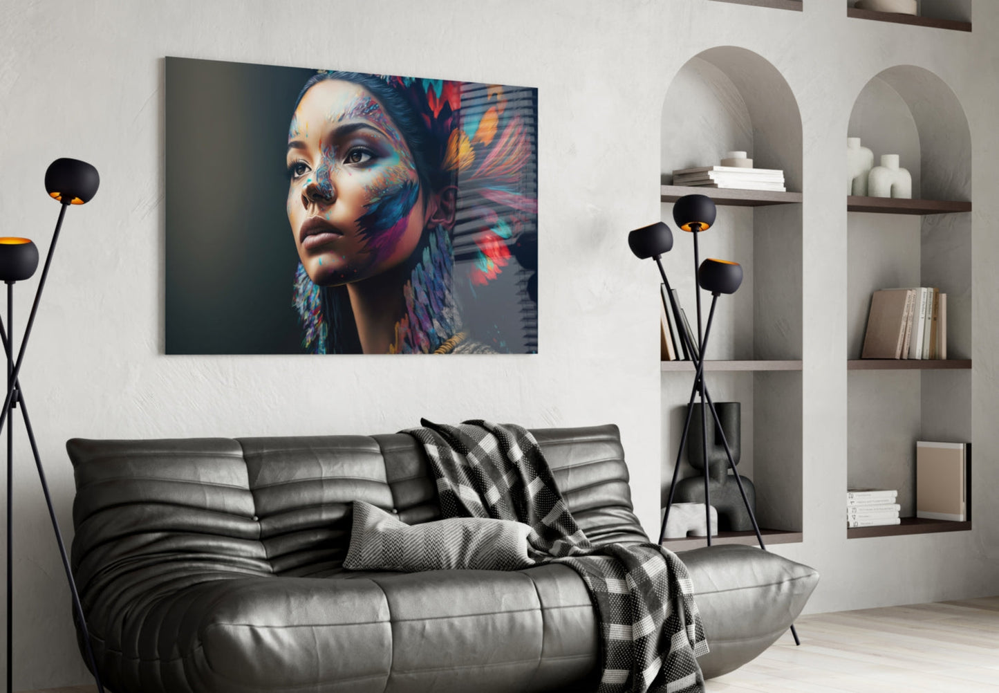 Girl with a Tattoo Glass Wall Art