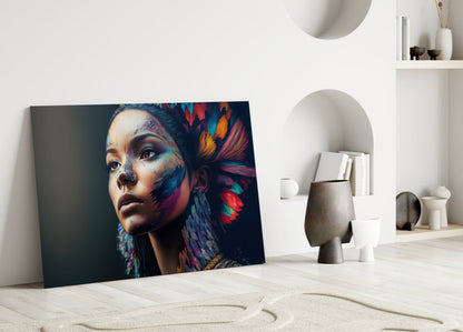 Girl with a Tattoo Glass Wall Art