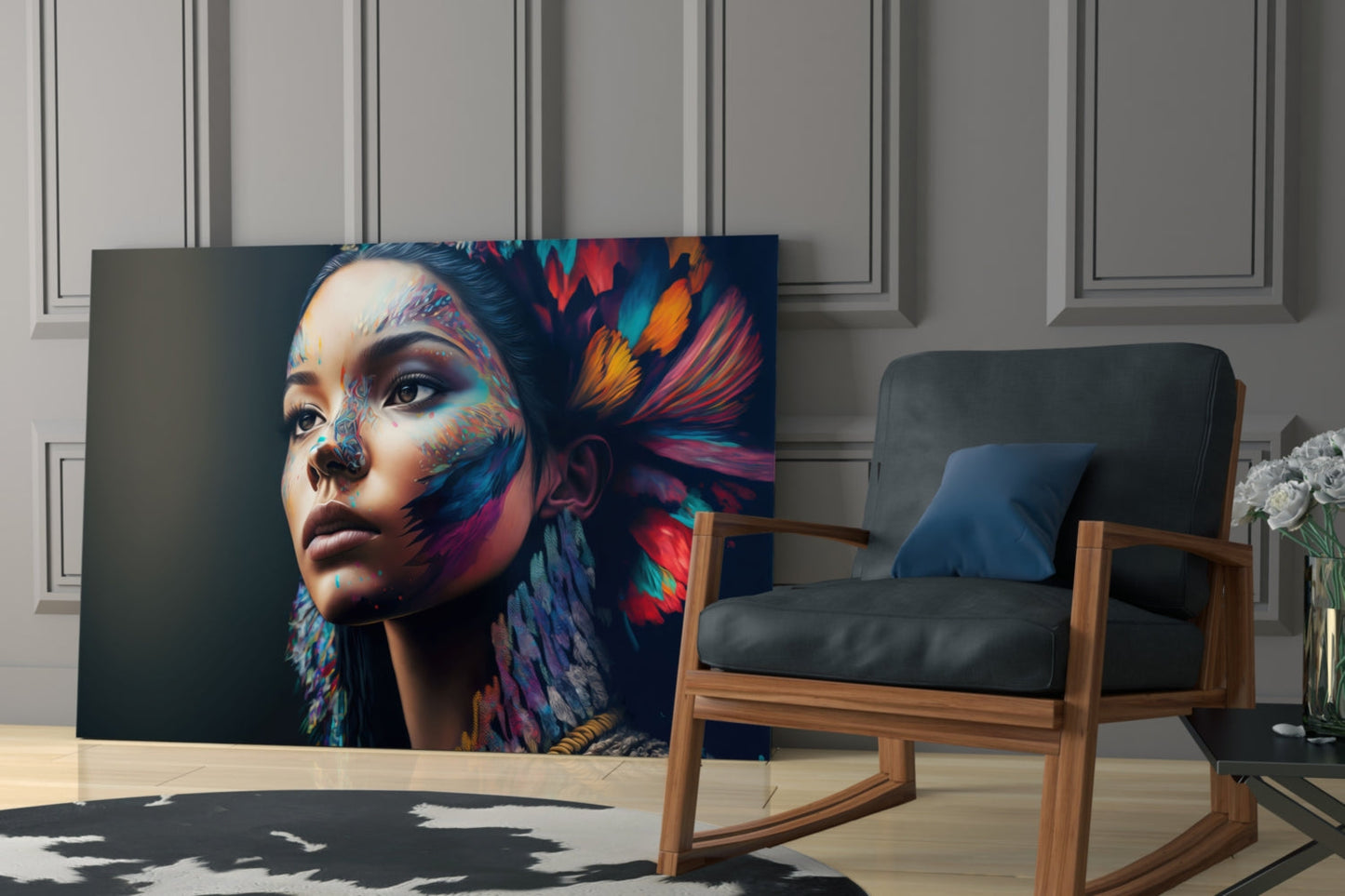 Girl with a Tattoo Glass Wall Art