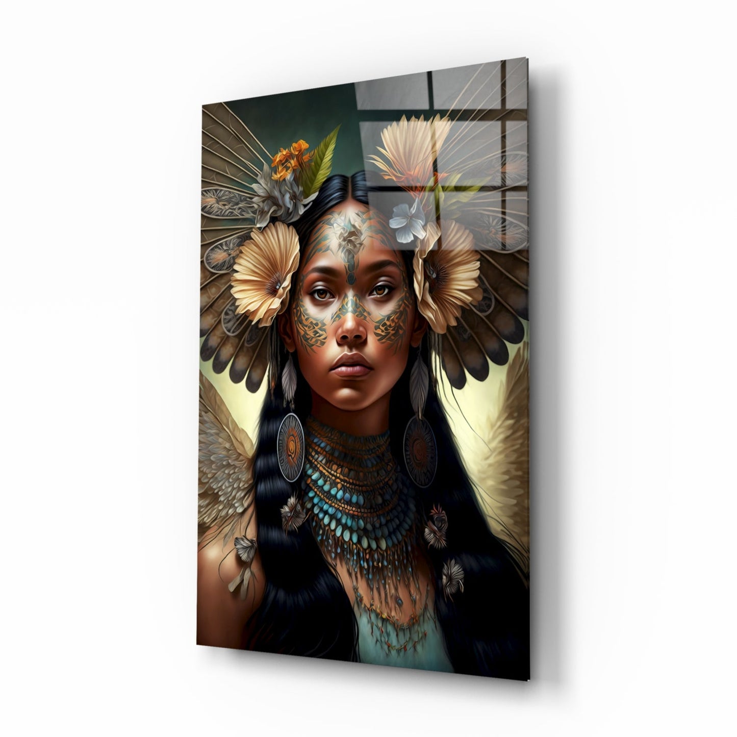Princess of Flowers Glass Wall Art