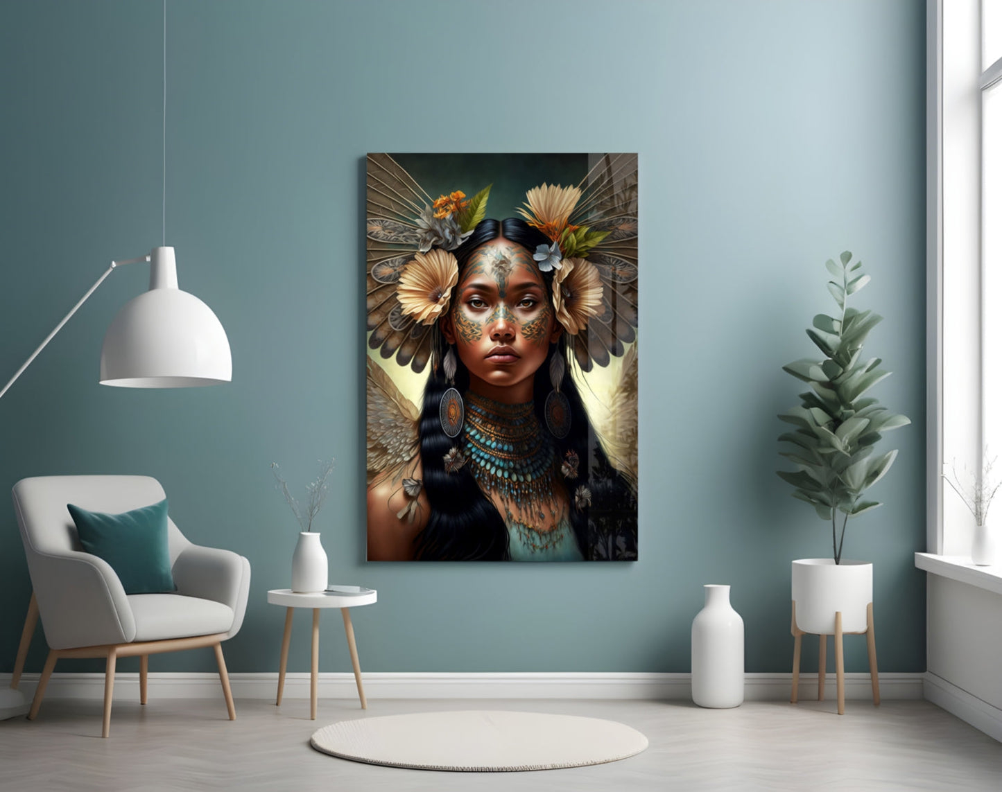 Princess of Flowers Glass Wall Art