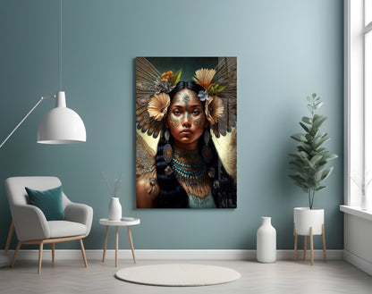 Princess of Flowers Glass Wall Art