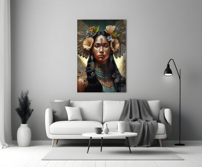 Princess of Flowers Glass Wall Art