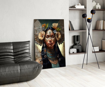 Princess of Flowers Glass Wall Art