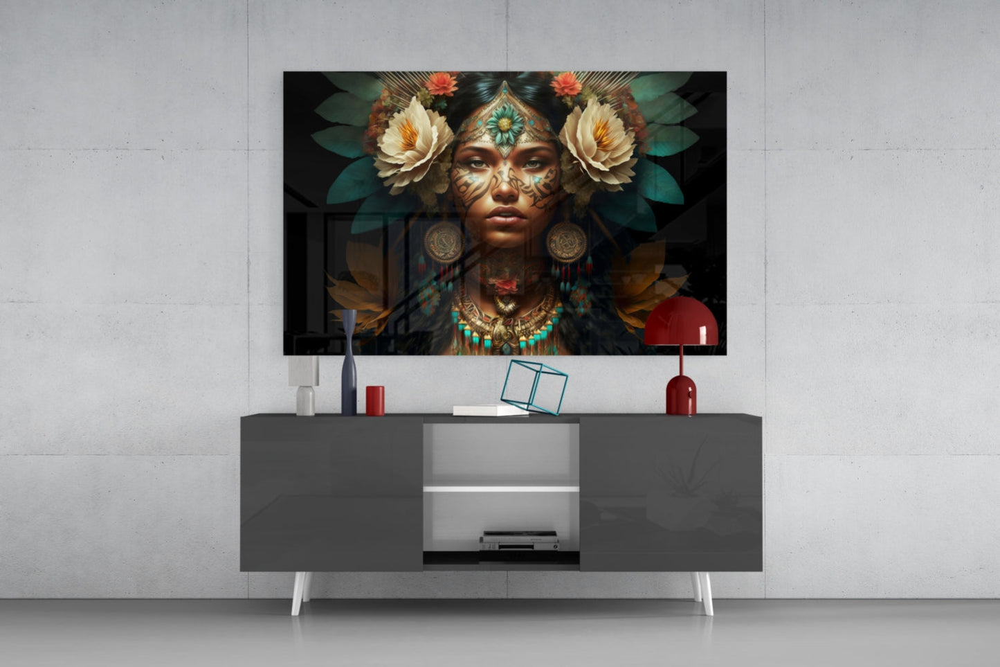 Ivory Peony Portrait Glass Wall Art